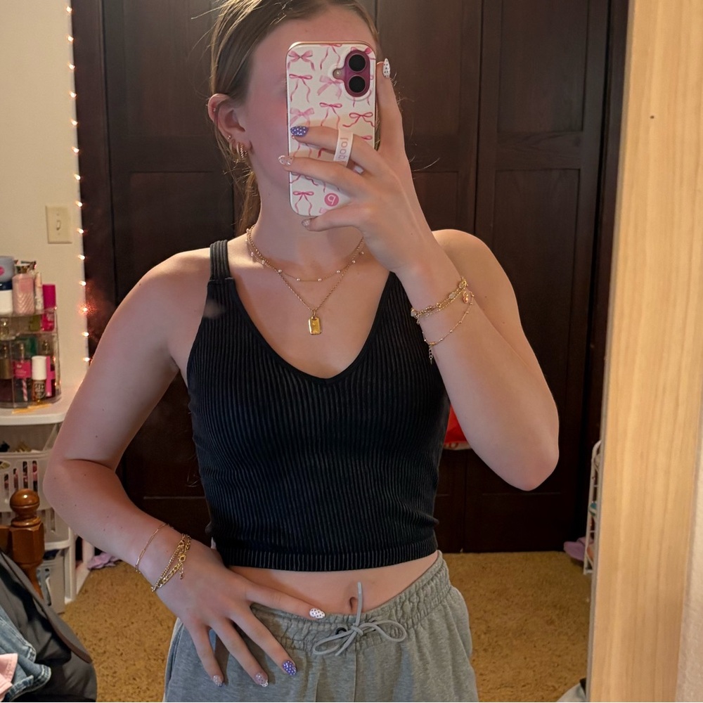 Black Ribbed Tank Top